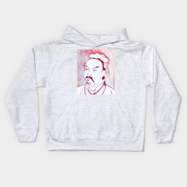 Sun Tzu Portrait | Sun Tzu Artwork | Line Art 3 Kids Hoodie by JustLit